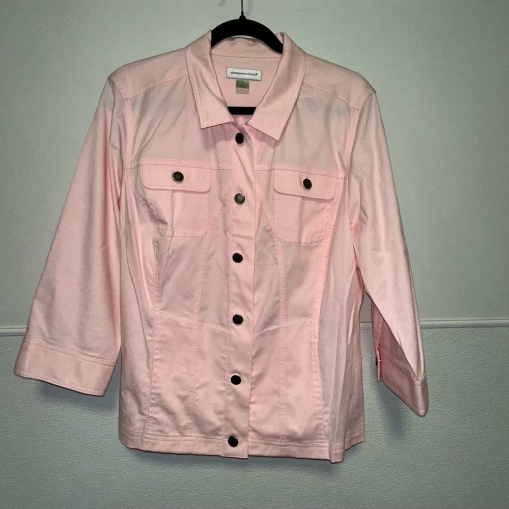 Women's Christopher & Banks Pink Button Down Jacket Size L - Picture 6 of 7